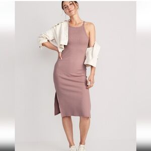 Old Navy Mauve Ribbed Midi Dress